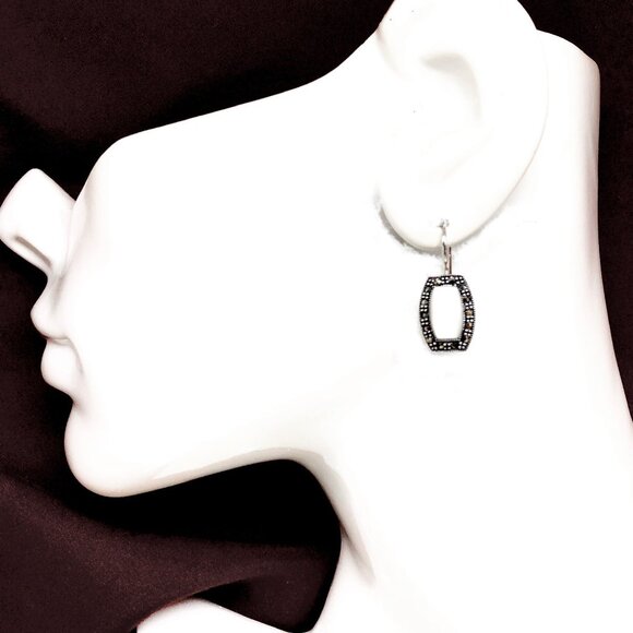 Sterling Silver Earrings, White Pearl Latch Back Style 925 Silver Drop Earrings - Picture 1 of 7